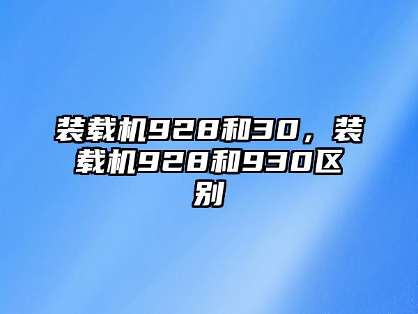 裝載機(jī)928和30，裝載機(jī)928和930區(qū)別