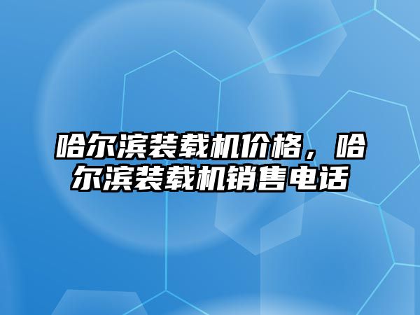 哈爾濱裝載機價格，哈爾濱裝載機銷售電話