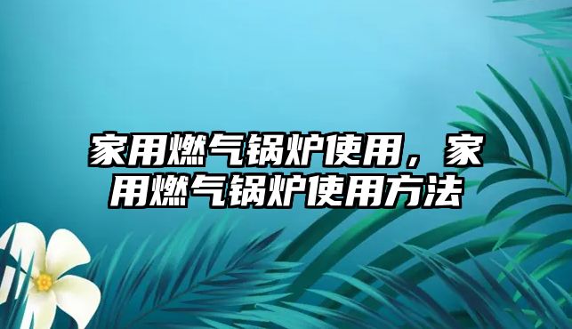 家用燃氣鍋爐使用，家用燃氣鍋爐使用方法