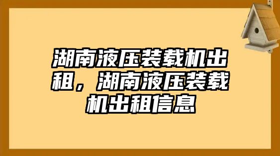 湖南液壓裝載機(jī)出租，湖南液壓裝載機(jī)出租信息