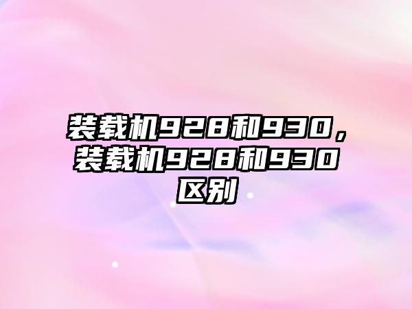 裝載機(jī)928和930，裝載機(jī)928和930區(qū)別