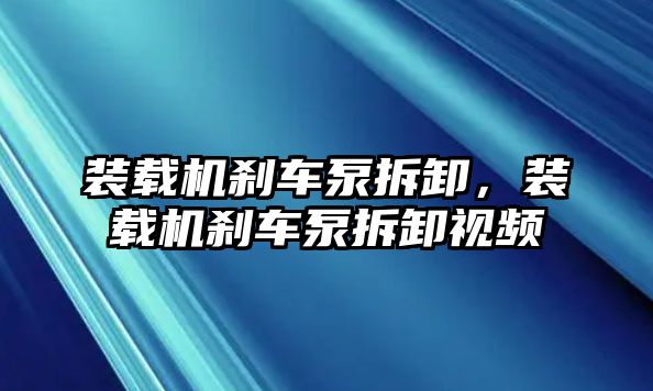 裝載機(jī)剎車泵拆卸，裝載機(jī)剎車泵拆卸視頻