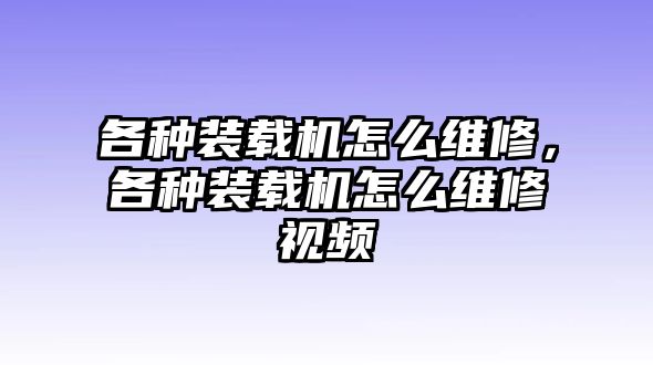 各種裝載機(jī)怎么維修，各種裝載機(jī)怎么維修視頻