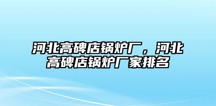 河北高碑店鍋爐廠，河北高碑店鍋爐廠家排名