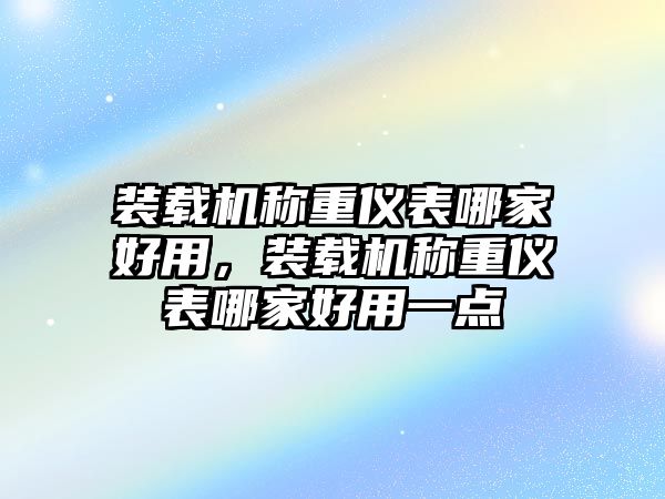 裝載機稱重儀表哪家好用，裝載機稱重儀表哪家好用一點