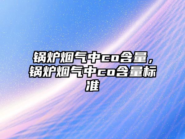 鍋爐煙氣中co含量，鍋爐煙氣中co含量標(biāo)準(zhǔn)