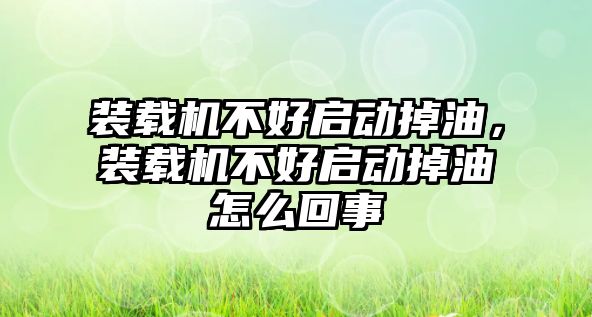 裝載機不好啟動掉油，裝載機不好啟動掉油怎么回事