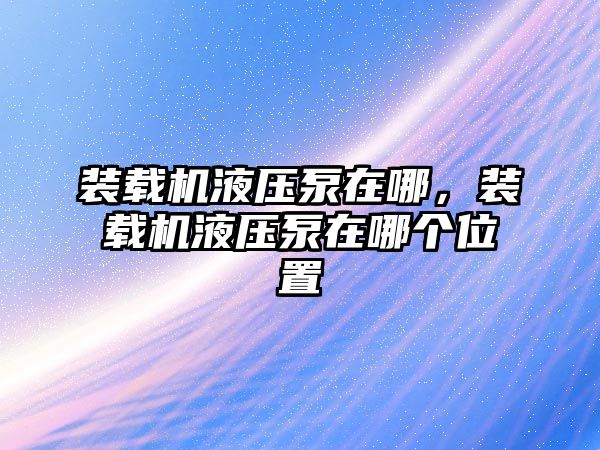 裝載機(jī)液壓泵在哪，裝載機(jī)液壓泵在哪個(gè)位置