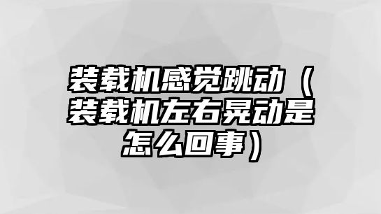 裝載機(jī)感覺跳動（裝載機(jī)左右晃動是怎么回事）