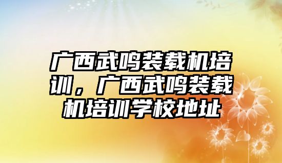 廣西武鳴裝載機(jī)培訓(xùn)，廣西武鳴裝載機(jī)培訓(xùn)學(xué)校地址