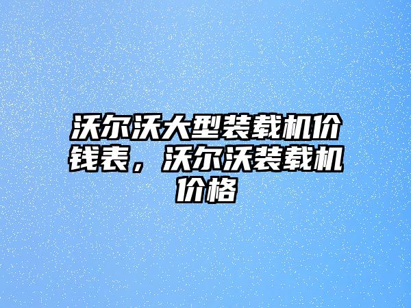 沃爾沃大型裝載機價錢表，沃爾沃裝載機價格