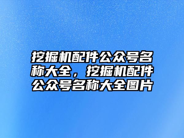 挖掘機配件公眾號名稱大全，挖掘機配件公眾號名稱大全圖片