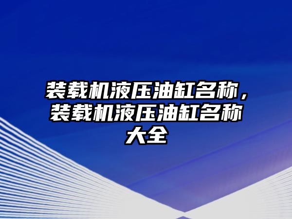 裝載機(jī)液壓油缸名稱，裝載機(jī)液壓油缸名稱大全