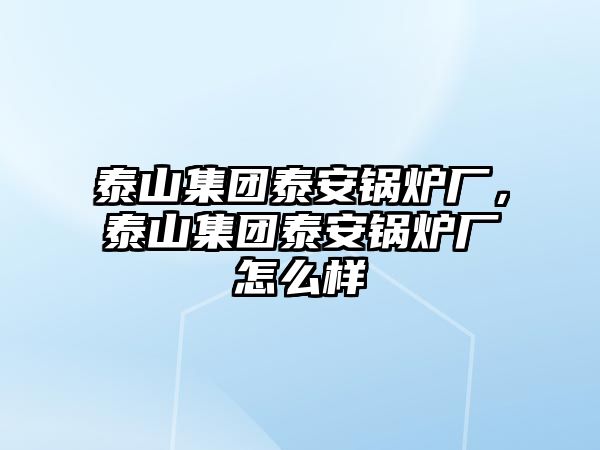 泰山集團泰安鍋爐廠，泰山集團泰安鍋爐廠怎么樣