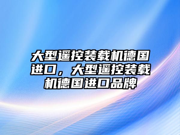 大型遙控裝載機(jī)德國進(jìn)口，大型遙控裝載機(jī)德國進(jìn)口品牌