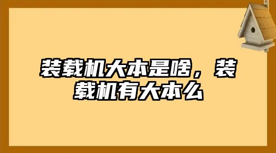 裝載機(jī)大本是啥，裝載機(jī)有大本么