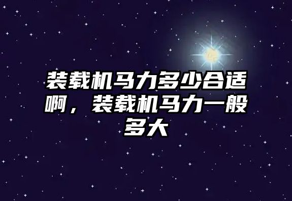 裝載機馬力多少合適啊，裝載機馬力一般多大