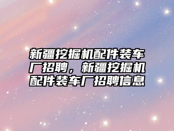 新疆挖掘機(jī)配件裝車廠招聘，新疆挖掘機(jī)配件裝車廠招聘信息