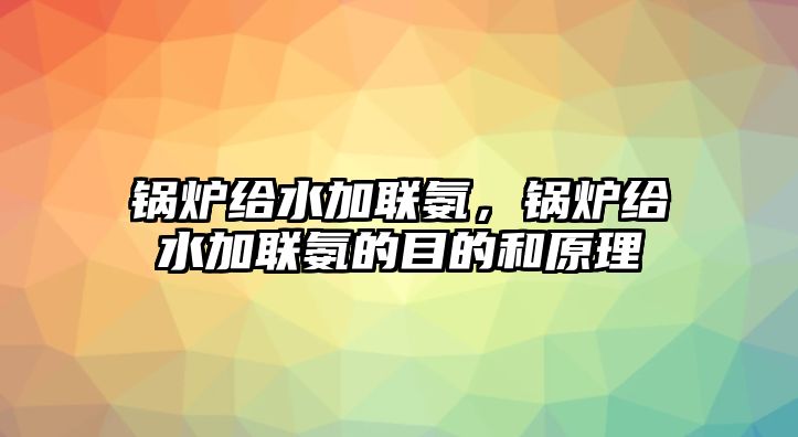 鍋爐給水加聯氨，鍋爐給水加聯氨的目的和原理