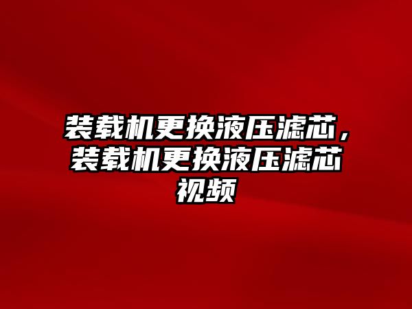 裝載機更換液壓濾芯，裝載機更換液壓濾芯視頻