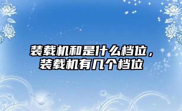 裝載機(jī)和是什么檔位，裝載機(jī)有幾個(gè)檔位