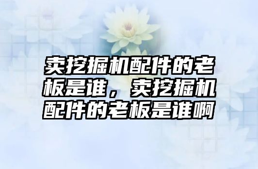 賣挖掘機配件的老板是誰，賣挖掘機配件的老板是誰啊