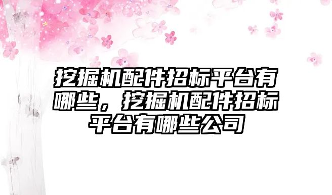 挖掘機配件招標平臺有哪些，挖掘機配件招標平臺有哪些公司