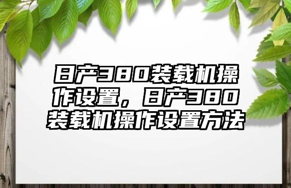 日產(chǎn)380裝載機(jī)操作設(shè)置，日產(chǎn)380裝載機(jī)操作設(shè)置方法