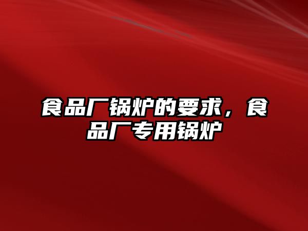 食品廠鍋爐的要求，食品廠專用鍋爐