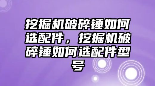 挖掘機破碎錘如何選配件，挖掘機破碎錘如何選配件型號