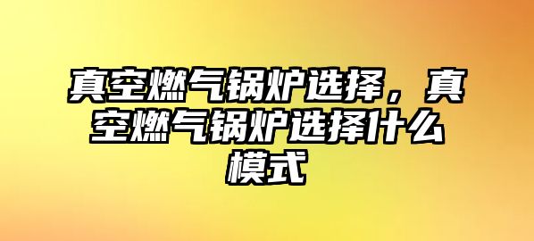 真空燃氣鍋爐選擇，真空燃氣鍋爐選擇什么模式