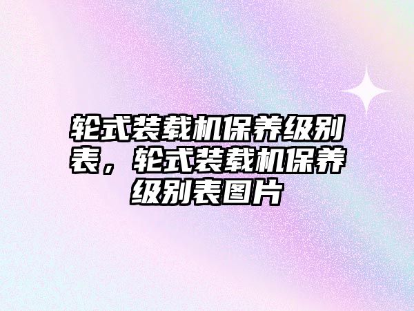 輪式裝載機保養(yǎng)級別表，輪式裝載機保養(yǎng)級別表圖片