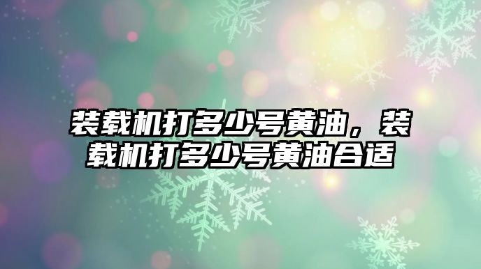裝載機(jī)打多少號(hào)黃油，裝載機(jī)打多少號(hào)黃油合適