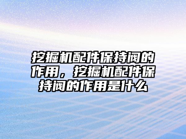 挖掘機(jī)配件保持閥的作用，挖掘機(jī)配件保持閥的作用是什么