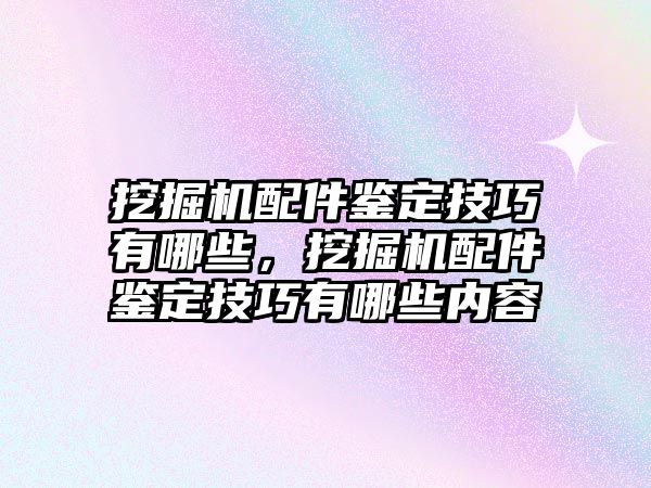 挖掘機配件鑒定技巧有哪些，挖掘機配件鑒定技巧有哪些內(nèi)容