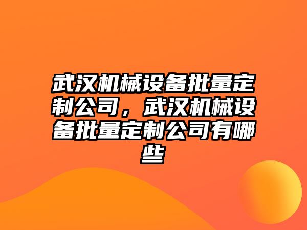 武漢機械設(shè)備批量定制公司，武漢機械設(shè)備批量定制公司有哪些