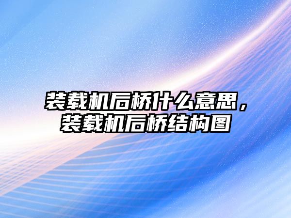 裝載機(jī)后橋什么意思，裝載機(jī)后橋結(jié)構(gòu)圖