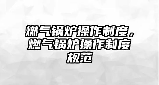 燃?xì)忮仩t操作制度，燃?xì)忮仩t操作制度規(guī)范