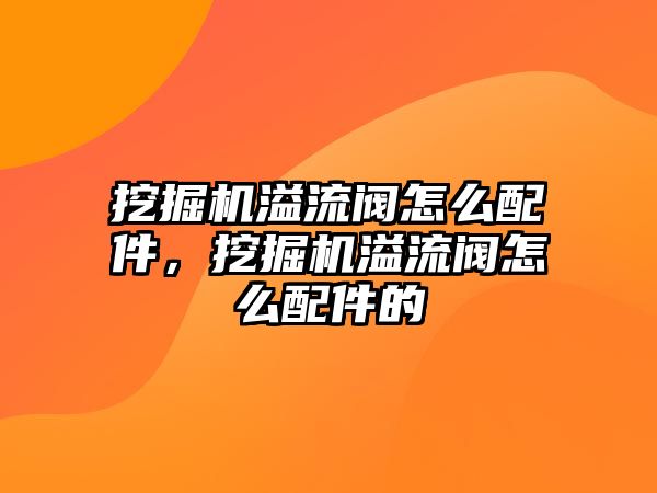 挖掘機溢流閥怎么配件，挖掘機溢流閥怎么配件的