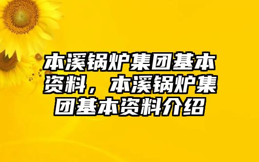 本溪鍋爐集團(tuán)基本資料，本溪鍋爐集團(tuán)基本資料介紹