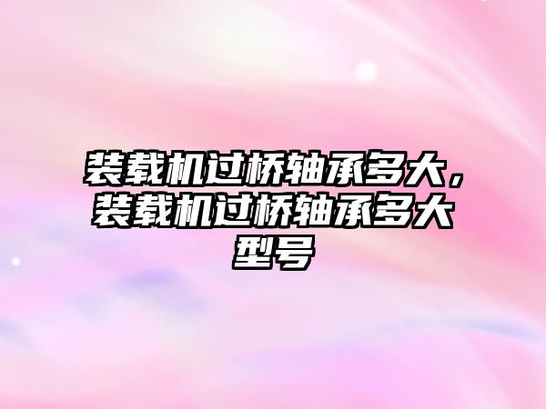 裝載機(jī)過(guò)橋軸承多大，裝載機(jī)過(guò)橋軸承多大型號(hào)