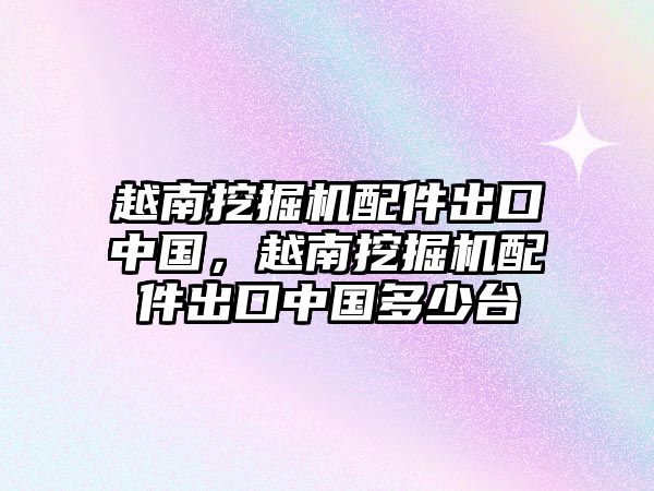 越南挖掘機配件出口中國，越南挖掘機配件出口中國多少臺