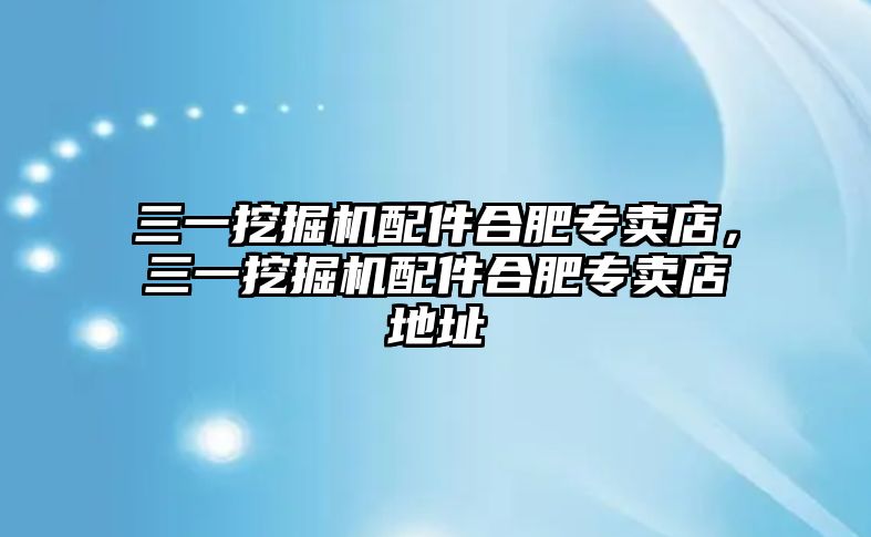 三一挖掘機(jī)配件合肥專賣店，三一挖掘機(jī)配件合肥專賣店地址