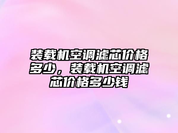 裝載機(jī)空調(diào)濾芯價格多少，裝載機(jī)空調(diào)濾芯價格多少錢