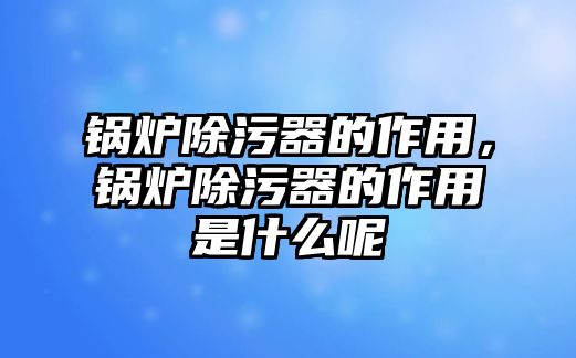 鍋爐除污器的作用，鍋爐除污器的作用是什么呢