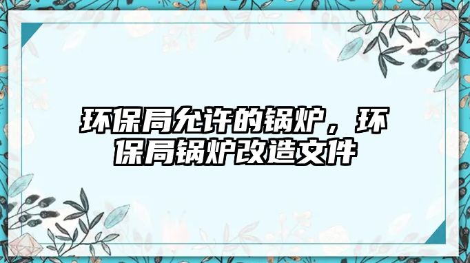 環(huán)保局允許的鍋爐，環(huán)保局鍋爐改造文件