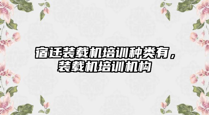 宿遷裝載機培訓種類有，裝載機培訓機構(gòu)