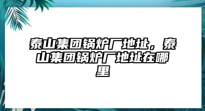 泰山集團(tuán)鍋爐廠地址，泰山集團(tuán)鍋爐廠地址在哪里