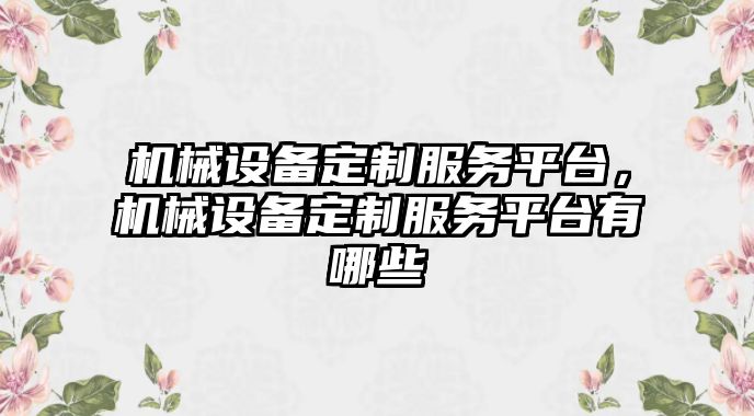 機(jī)械設(shè)備定制服務(wù)平臺，機(jī)械設(shè)備定制服務(wù)平臺有哪些