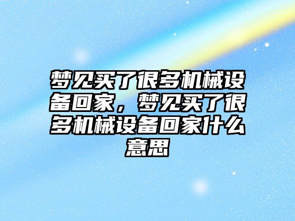 夢見買了很多機(jī)械設(shè)備回家，夢見買了很多機(jī)械設(shè)備回家什么意思